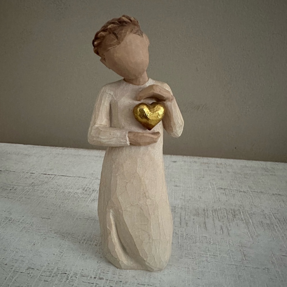 Willow Tree Sculpture with Gold Heart Accent